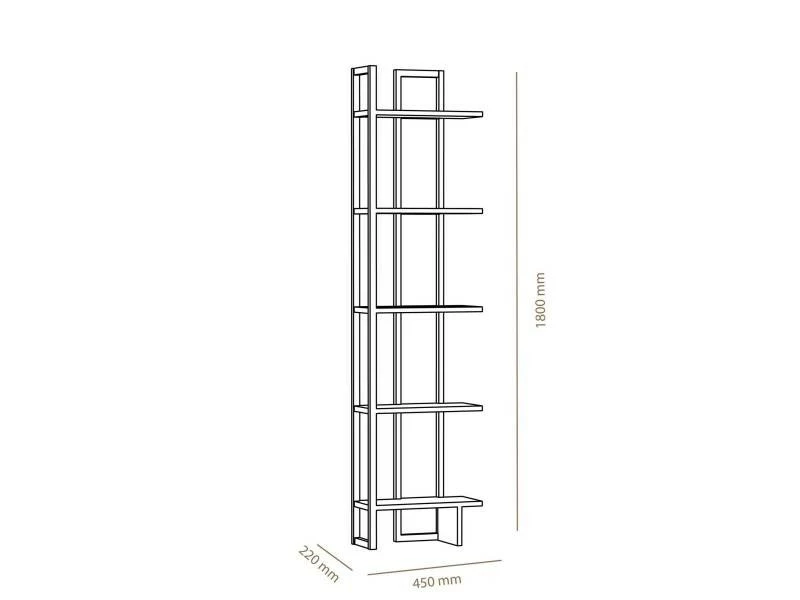 MENZZO Étagère Bibliothèque D'angle Haesitavit 180cm Bois Chêne Et Métal Blanc – Image 3
