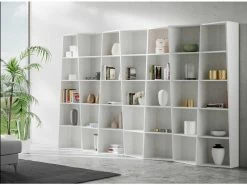 LES_TENDANCES Bibliothèque Bois Blanc Déstructurée Brika 317 Cm