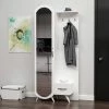 Homemania Vestiaire - Meuble D’entree Kerry Armoire - Avec étagères à Chaussures, Miroir, Porte, Tiroir - Blanc En Bois, 80 X 35 X 180 Cm