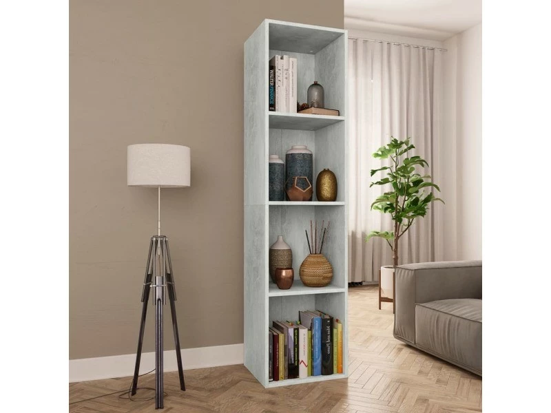 Icaverne - Bibliothèques Ensemble Bibliothèque/meuble Tv Gris Cement 36 X 30 X 143 Cm Aggloméré – Image 2