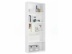 Bibliothèque / étagère De Rangement Coloris Blanc - Hauteur 196.5 X Longueur 75.5 X Profondeur 33 Cm