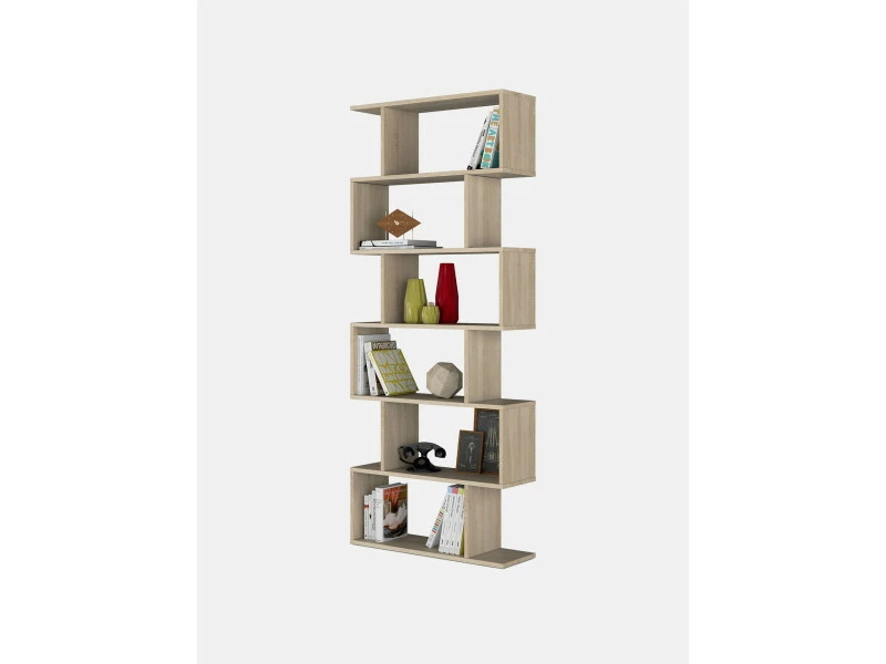 Bibliothèque Double Face Décorative Et Fonctionnelle, Couleur Chêne, Dimensions 80 X 192 X 25 Cm – Image 2