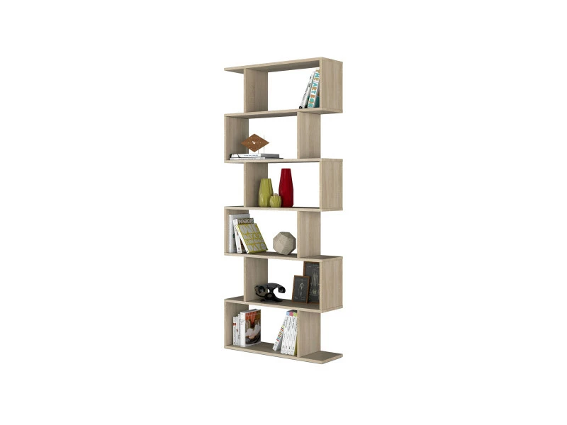 Bibliothèque Double Face Décorative Et Fonctionnelle, Couleur Chêne, Dimensions 80 X 192 X 25 Cm – Image 5