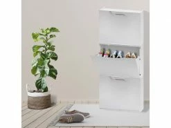 Porte-chaussures Avec Une Porte Aromatisée En Polypropylène, Armoire Modulaire Interne Ou Externe, 100% Made In Italy, 51x18h40 Cm, Couleur Blanc
