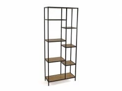 Versa Cedric étagère Murale De Style Industriel, Bibliothèque, Dimensions (h X L X L) 178 X 30 X 70 Cm, Bois Et Métal, Couleur Noir Et Marron