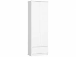 Akord Bibliothèque De Bureau, étagère R60 Blanche 60 Cm 2 Portes 1 Tiroir Couleur Blanc Mat, 4 étagères - 60x35x180 Cm