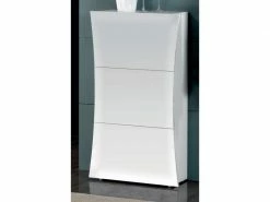 Étagère à Chaussures Moderne, Made In Italy, 3 Portes, étagère à Chaussures D'entrée, 71x27h122 Cm, Couleur Blanc Brillant