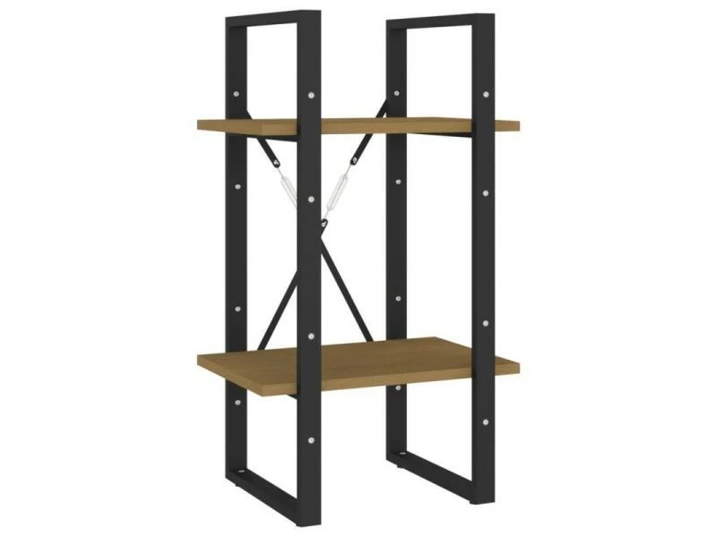 Vidaxl Bibliothèque à 2 Niveaux Marron 40x30x70 Cm Bois De Pin Massif – Image 2