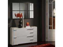 Meuble D'entrée Blanc/chêne Clair + Miroirs - Kimistil - L 120 X L 29 X H 72 - Neuf