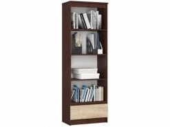 Carlo - Bibliothèque Style Moderne Salon/salle à Manger - 60x180x35 - 1 Tiroir - Sonoma