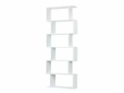 Bibliothèque Blanche Contemporaine - étagère Zig Zag à 6 Niveaux - Meuble De Rangement - Cloison Pour Salon