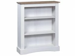 Icaverne - Bibliothèques Famille Bibliothèque à 3 Niveaux Pin Mexicain Corona Blanc 81x29x100 Cm