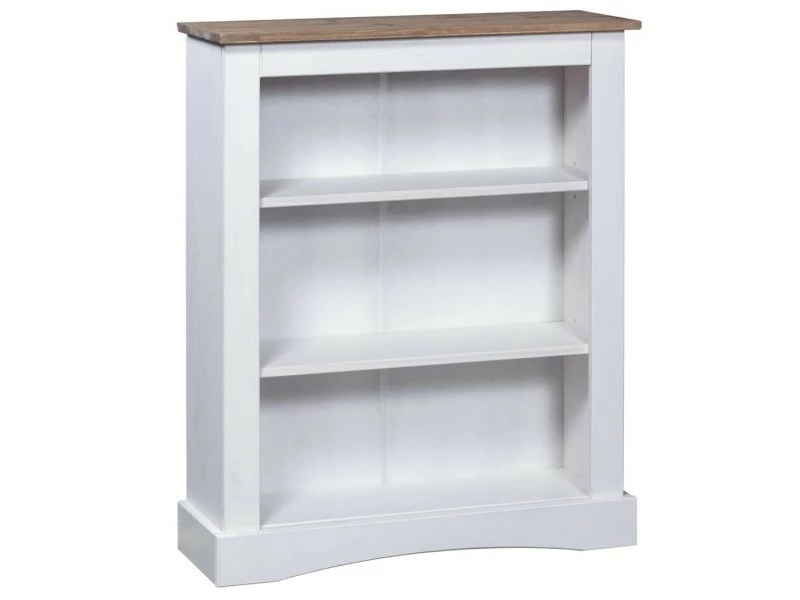 Icaverne - Bibliothèques Famille Bibliothèque à 3 Niveaux Pin Mexicain Corona Blanc 81x29x100 Cm