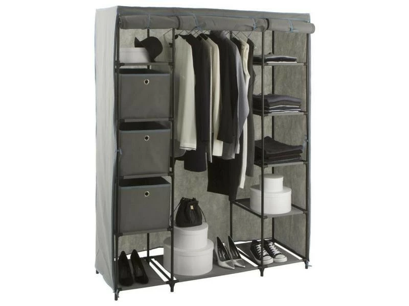 Penderie Superbe Armoire 1 Penderie 11 étagères 3 Cubes De Rangement