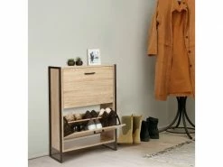 ID_MARKET Meuble à Chaussures Luis 2 Portes Design Industriel