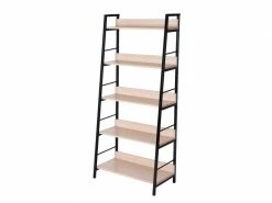 HOMCOM Étagère Bibliothèque Style Industriel Incliné 5 Niveaux 70l X 35l X 150h Cm Coloris Chêne Clair Noir