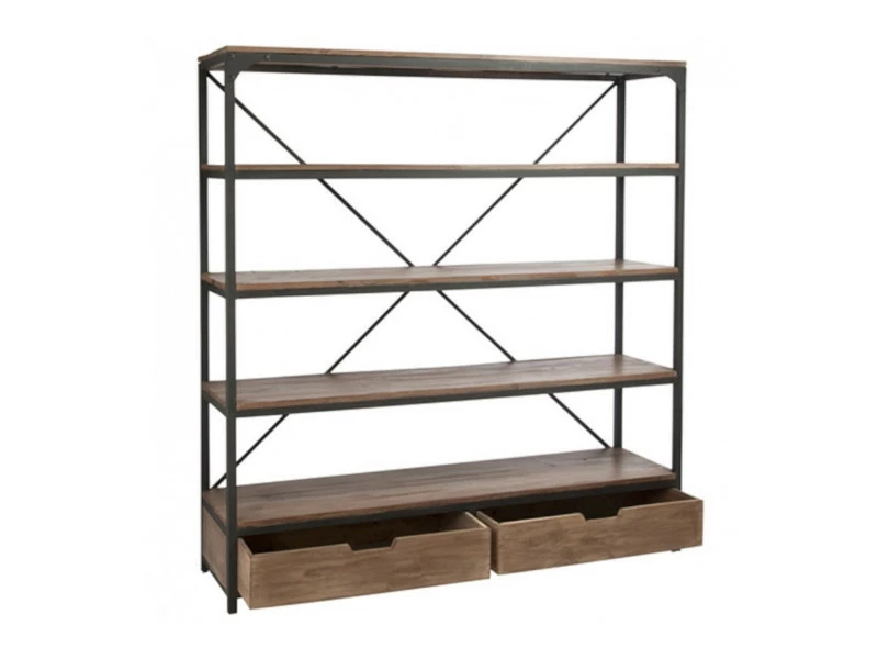 Bibliothèque Allen En Bois Et Métal - 2 Tiroirs – Image 2