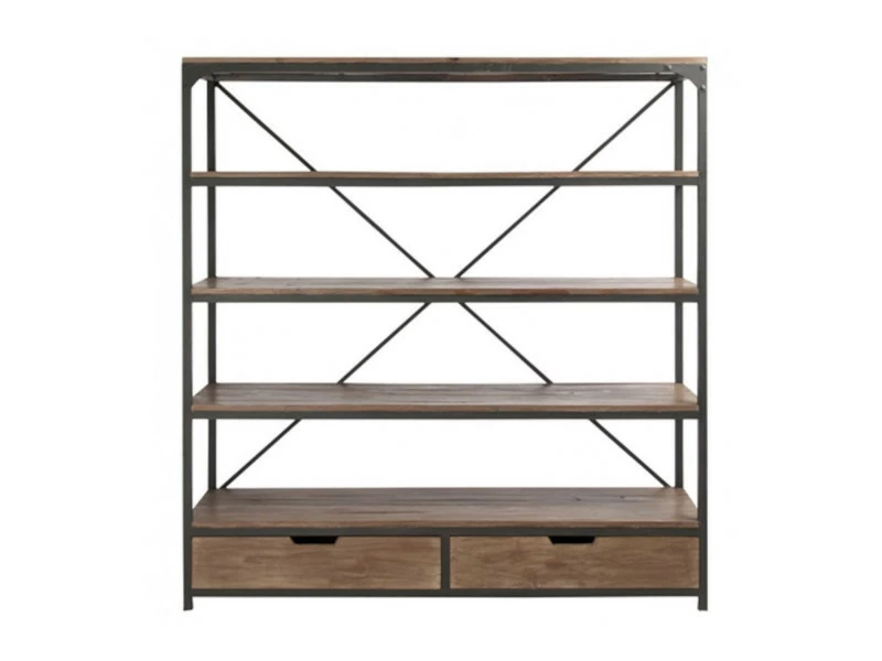 Bibliothèque Allen En Bois Et Métal - 2 Tiroirs – Image 5