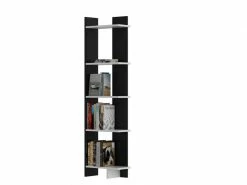 MENZZO Etagères Bibliothèque D'angle Mylene L45xh170cm Noir Et Blanc