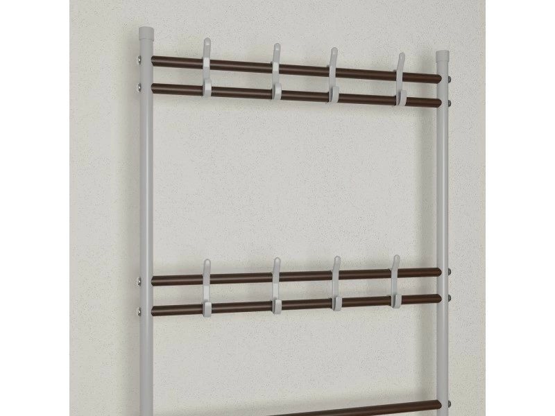 ORGANIZE Porte Manteau Sur Pieds - Vestiaire Avec 4 étagères De Rangement A Chaussures - Meuble Entree En Acier Avec 8 Crochets, Pour Manteaux, Chapeaux, Sacs (blanc) – Image 3