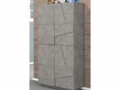 Étagère à Chaussures Moderne, Made In Italy, Avec 4 Portes Battantes, étagère à Chaussures D'entrée, Meuble Polyvalent, 81x38h167cm, Couleur Gris Ardoise