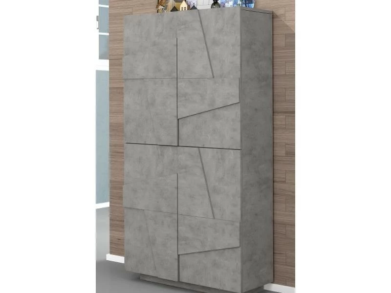 Étagère à Chaussures Moderne, Made In Italy, Avec 4 Portes Battantes, étagère à Chaussures D'entrée, Meuble Polyvalent, 81x38h167cm, Couleur Gris Ardoise