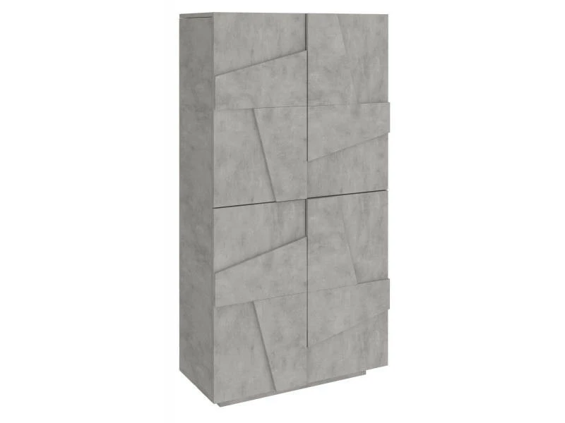 Étagère à Chaussures Moderne, Made In Italy, Avec 4 Portes Battantes, étagère à Chaussures D'entrée, Meuble Polyvalent, 81x38h167cm, Couleur Gris Ardoise – Image 3