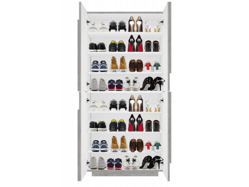 Étagère à Chaussures Moderne, Made In Italy, Avec 4 Portes Battantes, étagère à Chaussures D'entrée, Meuble Polyvalent, 81x38h167cm, Couleur Gris Ardoise – Image 5