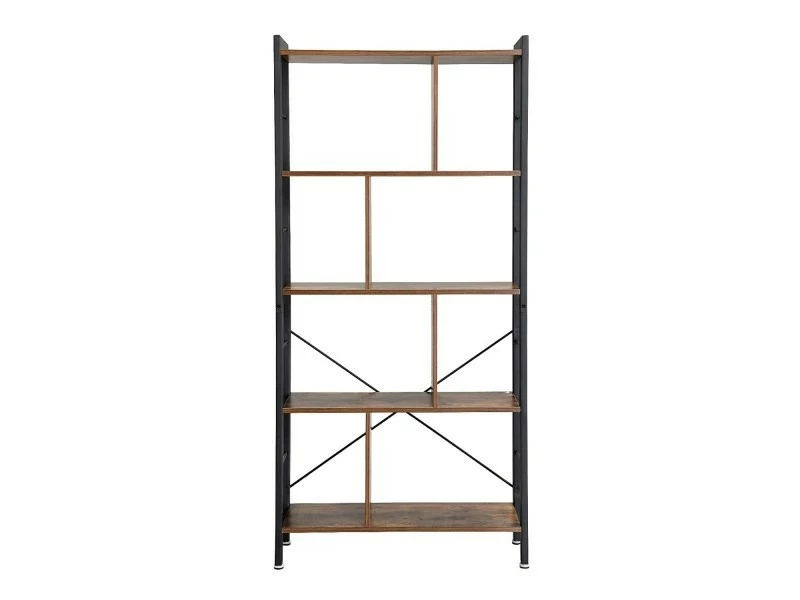 Lebuly - étagère Style Rustique Salon/bureau - 154.5x74x30 Cm - 5 Tablettes - Marron – Image 5