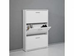 KIMONO Meuble Chaussure 3 Portes 9 Paires Design Blanc Moderne Kimshoe 3wp