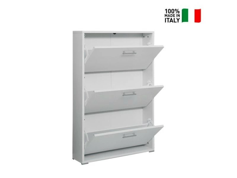 KIMONO Meuble Chaussure 3 Portes 9 Paires Design Blanc Moderne Kimshoe 3wp – Image 2