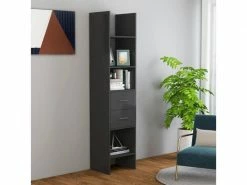 Vidaxl Bibliothèque Gris Brillant 40x35x180 Cm Aggloméré