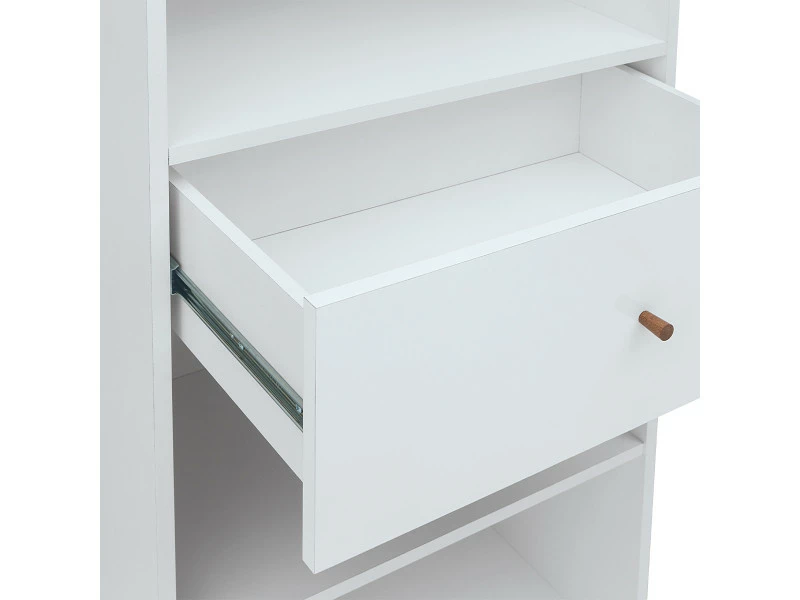 Bibliothèque 1 Tiroir Ivan Blanc Et Bois – Image 3