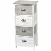 Très Belle Commode à 4 Tiroirs 86x37x27cm - Commode - Mdf / Paulownia - Blanc / Gris - Rangement - Mobilier - Intérieur - Avec Poignée