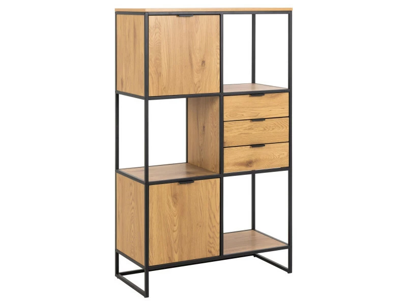 Bobochic Bibliothèque H141 Reno Chêne Et Noir – Image 2