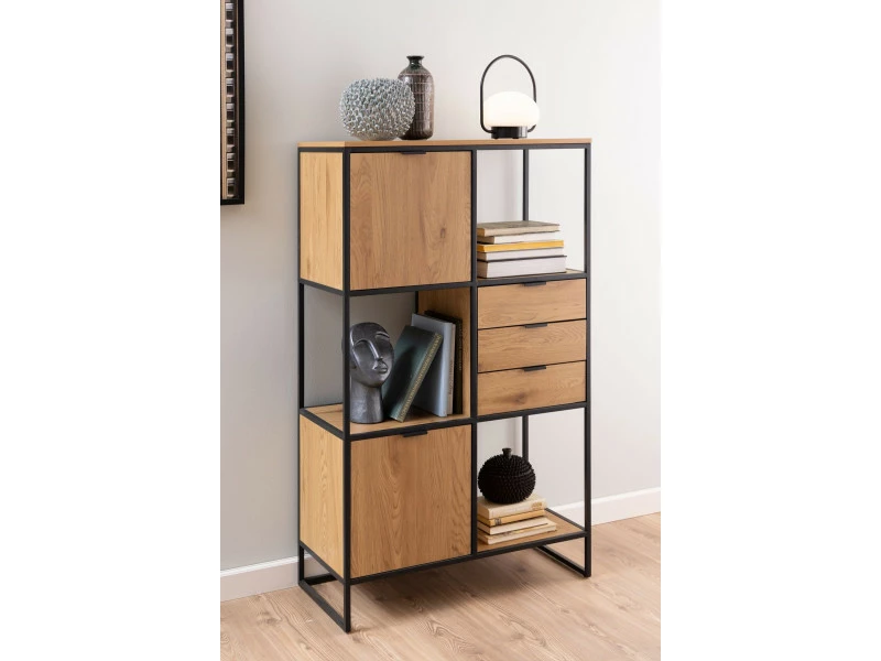 Bobochic Bibliothèque H141 Reno Chêne Et Noir – Image 3