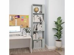 Superbe étagères Serie Bandar Seri Begawan Bibliothèque/séparateur De Pièce Gris Cement 45x24x159 Cm