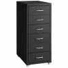 HELLOSHOP_26 Caisson De Bureau 69 Cm Meuble En Métal 6 Tiroirs Noir Helloshop26 08_0000395