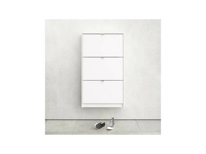 Meuble à Chaussures Avec Trois Portes, Couleur Blanc, 70,3 X 123,6 X 16,55 Cm – Image 3