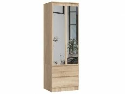 Akord Armoire S60 Chêne Sonoma 60 Cm 2 Portes 2 Tiroirs Couleur Chêne Sonoma Mat, 1 étagère - 60x51x180 Cm