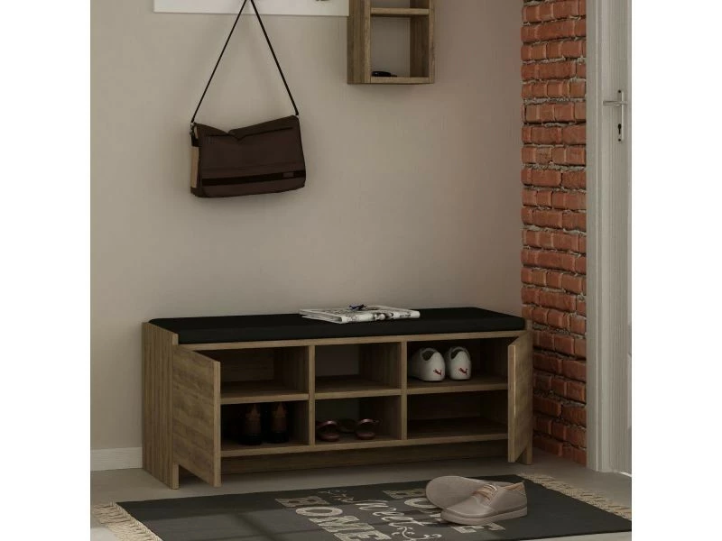 TOILINUX Meuble à Chaussure Zulla 110 Cm - Chêne – Image 3