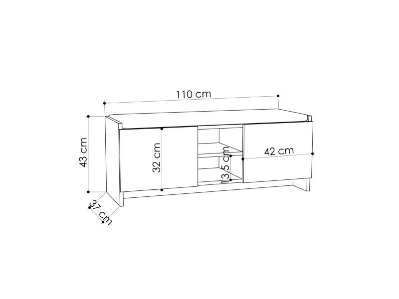 TOILINUX Meuble à Chaussure Zulla 110 Cm - Chêne – Image 4