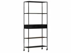 Vidaxl Bibliothèque 90x35x180 Cm Bois De Manguier Brut Et Fer