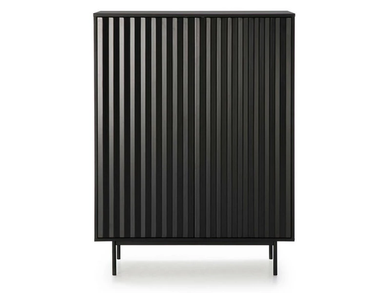 Meuble D'entrée 2 Portes 2 Tiroirs Noir - Teulat Sierra - L 98 X L 46 X H 130 - Neuf