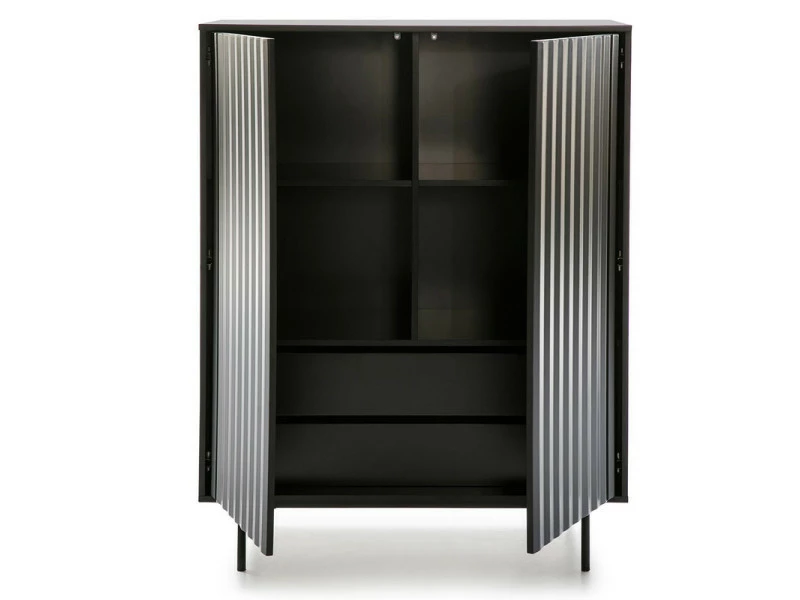 Meuble D'entrée 2 Portes 2 Tiroirs Noir - Teulat Sierra - L 98 X L 46 X H 130 - Neuf – Image 3