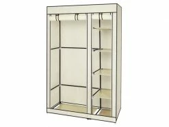 Armoire De Rangement, Penderie En Tissu, Porte-Manteau 110x45x175cm Beige